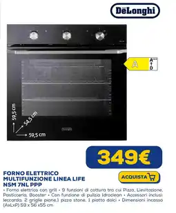 Euronics DeLonghi FORNO ELETTRICO MULTIFUNZIONE LINEA LIFE NSM 7NL PPP offerta