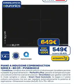 Euronics BOSCH PIANO A INDUZIONE COMBIINDUCTION SERIE 6-80 CM - PVS83KHC1Z offerta