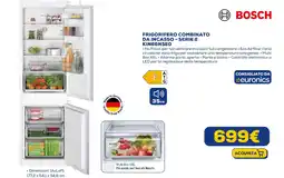 Euronics BOSCH FRIGORIFERO COMBINATO DA INCASSO - SERIE 2 KIN86NSEO offerta