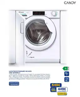 Euronics CANDY LAVATRICE STANDARD INCASSO CBW 48TWME-S offerta