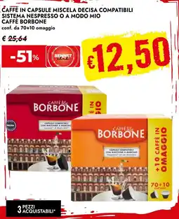 Bennet Caffe in capsule miscela decisa compatibili sistema nespresso o a modo mio caffè borbone offerta
