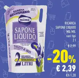Conad Ricarica sapone liquido MIL MIL vari tipi offerta