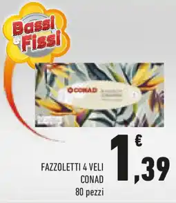 Conad Fazzoletti 4 veli CONAD 80 pezzi offerta