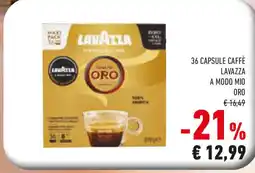 Conad 36 capsule caffè LAVAZZA a modo mio oro offerta