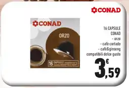 Conad 16 CAPSULE CONAD orzo cafè cortado cafè&ginseng compatibili dolce gusto offerta