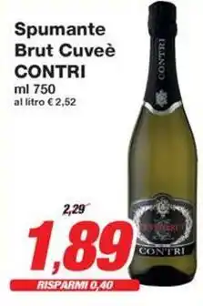 Prix Quality Spumante Brut Cuveè CONTRI offerta