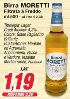 Prix Quality Birra MORETTI Filtrata a Freddo offerta