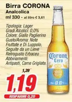 Prix Quality Birra CORONA Analcolica offerta