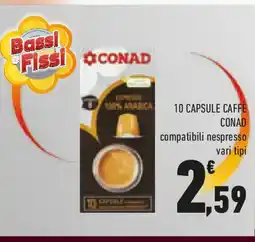 Conad 10 capsule caffe CONAD compatibili nespresso vari tipi offerta