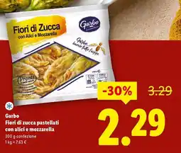 Lidl Garbo Fiori di zucca pastellati con alici e mozzarella offerta