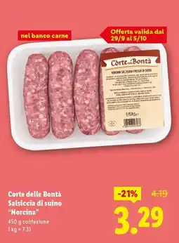 Lidl Corte delle Bontà Salsiccia di suino "Norcina" offerta