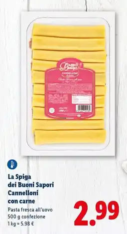 Lidl La Spiga dei Buoni Sapori Cannelloni con carne offerta