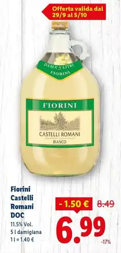 Lidl Fiorini Castelli Romani DOC offerta