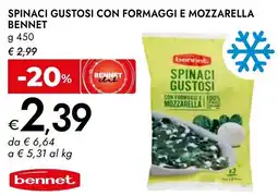 Bennet Spinaci gustosi con formaggi e mozzarella BENNET offerta