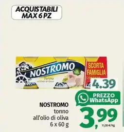 Pam NOSTROMO tonno all'olio di oliva offerta