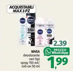 Pam NIVEA deodorante vari tipi spray/roll-on offerta