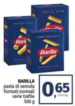 Pam BARILLA pasta di semola formati normali offerta