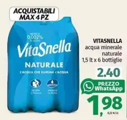 Pam VITASNELLA acqua minerale naturale offerta
