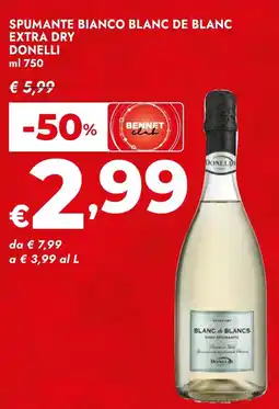 Bennet Spumante bianco blanc de blanc extra dry DONELLI offerta