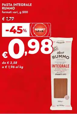 Bennet Pasta integrale RUMMO offerta