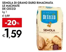 Bennet Semola di grano duro rimacinata le macinate DE CECCO offerta