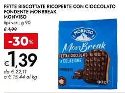 Bennet Fette biscottate ricoperte con cioccolato fondente monbreak MONVISO offerta