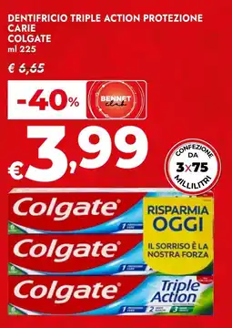 Bennet Dentifricio triple action protezione carie COLGATE offerta