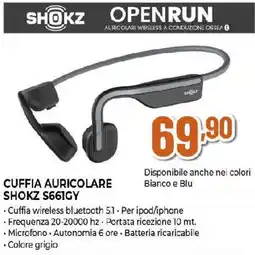 Extracoop CUFFIA AURICOLARE SHOKZ S661GY offerta