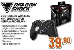 Extracoop Dragon shock controller wireless nintendo switch nebula pro black offerta