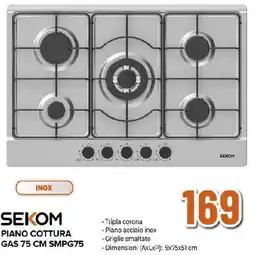 Extracoop SEKOM PIANO COTTURA GAS 75 CM SMPG75 offerta