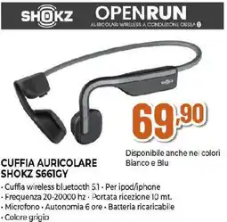 Ipercoop CUFFIA AURICOLARE SHOKZ S661GY offerta