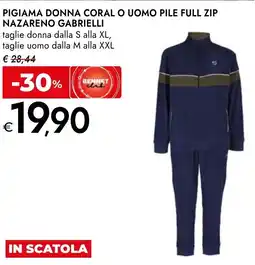 Bennet Pigiama donna coral o uomo pile full zip nazareno gabrielli offerta