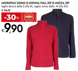 Bennet Micropile uomo o donna full zip o mezza zip offerta