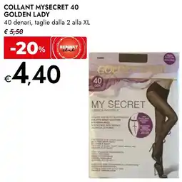 Bennet Collant mysecret 40 GOLDEN LADY offerta