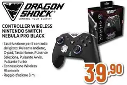 Ipercoop Dragon shock controller wireless nintendo switch nebula pro black offerta