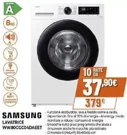 Ipercoop SAMSUNG LAVATRICE WW80CGC04DAEET offerta
