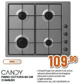 Ipercoop CANDY PIANO COTTURA 60 CM CHW6LBX offerta