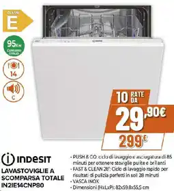 Ipercoop INDESIT LAVASTOVIGLIE A SCOMPARSA TOTALE IN2IE14CNP80 offerta