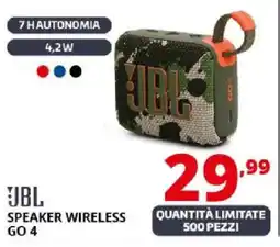 Comet JBL SPEAKER WIRELESS GO 4 offerta