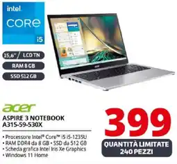 Comet acer ASPIRE 3 NOTEBOOK A315-59-530X offerta