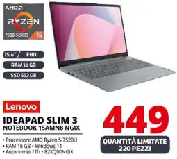 Comet Lenovo IDEAPAD SLIM 3 NOTEBOOK 15AMN8 NGIX offerta