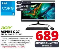 Comet acer ASPIRE C 27 ALL IN ONE C27-1800 offerta