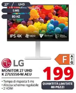 Comet LG MONITOR 27 UHD K 27US550-W.AEU offerta