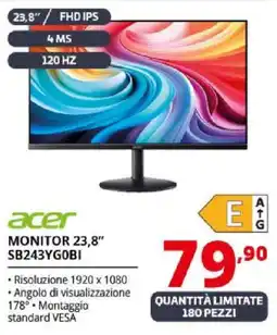 Comet Acer MONITOR 23,8" SB243YGOBI offerta