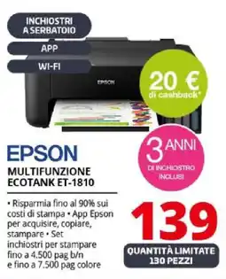 Comet EPSON MULTIFUNZIONE ECOTANK ET-1810 offerta