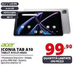 Comet acer ICONIA TAB A10 TABLET A10-21-A0AU offerta