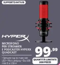 Comet HYPER MICROFONO PER STREAMER E PODCASTER HYPERX QUADCAST offerta