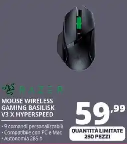 Comet RAZER MOUSE WIRELESS GAMING BASILISK V3 X HYPERSPEED offerta