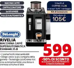 Comet DeLonghi RIVELIA MACCHINA CAFFÈ SUPERAUTOMATICA EXAM440.35.B offerta