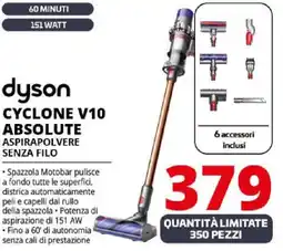 Comet dyson CYCLONE V10 ABSOLUTE ASPIRAPOLVERE SENZA FILO offerta